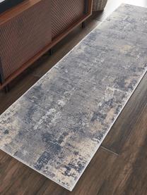 Tapis de couloir gris bleu Rustic Textures, Gris-bleu, blanc ivoire