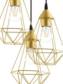 Lámpara de techo cluster Kyle, Fijación: metal cepillado, Cable: cubierto en tela, Dorado, Ø 36 cm