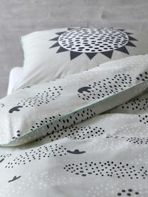 Povlečení z organické bavlny Raindrops, Šedá, černá, bílá, 100 x 140 cm + 1 polštář 40 x 60 cm