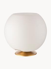 Dimbare LED tafellamp Sphere met Bluetooth-luidspreker en flessenkoeler, Lampenkap: polyethyleen, Wit, goudkleurig, Ø 38 x H 36 cm