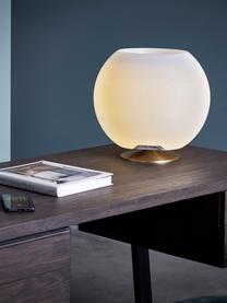 Lámpara de mesa LED regulable Sphere, con altavoz Bluetooth y enfriador de botellas, Pantalla: polietileno, Estructura: metal recubierto, Blanco, dorado, Ø 38 x Al 36 cm