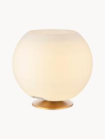 Dimbare LED tafellamp Sphere met Bluetooth-luidspreker en flessenkoeler, Lampenkap: polyethyleen, Wit, goudkleurig, Ø 38 x H 36 cm