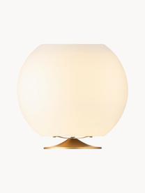 Dimbare LED tafellamp Sphere met Bluetooth-luidspreker en flessenkoeler, Lampenkap: polyethyleen, Wit, goudkleurig, Ø 38 x H 36 cm