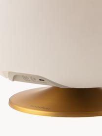 Dimbare LED tafellamp Sphere met Bluetooth-luidspreker en flessenkoeler, Lampenkap: polyethyleen, Wit, goudkleurig, Ø 38 x H 36 cm