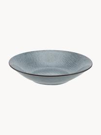 Platos hondos artesanales Nordic Sea, 4 uds., Cerámica de gres, Gris azulado jaspeado, Ø 22 x Al 5 cm