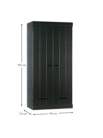 Armoire 2 portes battantes noire Connect, Noir, larg. 94 x haut. 195 cm