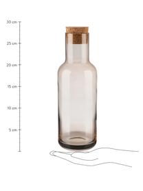 Karaffe Fuum in Braun, 1 L, Verschluss: Kork, Beige, transparent, H 29 cm, 1 L