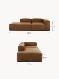 Modulaire chaise longue Lennon van gerecycled leer, Bekleding: gerecycled leer (70% leer, Frame: massief hout, multiplex, Poten: kunststof Dit product is , Leer bruin, B 269 x D 119 cm, armleuning links