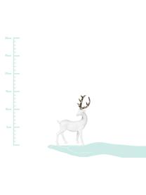 Handgefertigtes Deko-Objekt Deer, Polyresin, Weiss, Goldfarben, 9 x 14 cm
