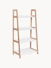 Estantería escalera Brooklyn, Estructura: madera de bambú, Estantes: tablero de fibras de dens, Beige, blanco, An 62 x Al 130 cm