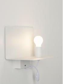 Dimbare wandlamp Rack in wit met plank en USB aansluiting, Frame: gecoat metaal, Wit, B 35 x D 20 cm