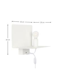 Applique blanche avec prise secteur et connexion USB Rack, Blanc, larg. 35 x prof. 20 cm