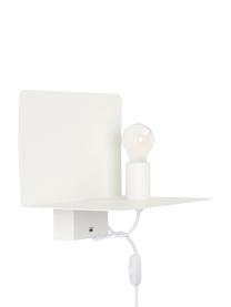 Applique bianca dimmerabile con ripiano e connessione USB Rack, Lampada: metallo rivestito, Bianco, Larg. 35 x Prof. 20 cm