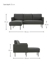 Ecksofa Ramira in Anthrazit mit Metall-Füssen, Bezug: Polyester 20.000 Scheuert, Gestell: Massives Kiefernholz, Spe, Webstoff Anthrazit, B 192 x T 139 cm