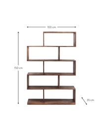 Étagère en bois d'acacia Authentico Zick Zack, Bois d'acacia massif, Bois d'acacia, laqué, larg. 100 x prof. 150 cm