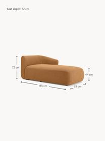 Chaise longue hoekmodule Sofia uit bouclé, Bekleding: bouclé (100% polyester) M, Frame: sparrenhout, spaanplaat, , Poten: kunststof Dit product is , Bouclé lichtbruin, B 185 x D 92 cm, hoekdeel rechts