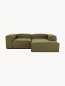 Modulares Ecksofa Lennon, Bezug: 100 % Polyester Der strap, Gestell: Massives Kiefernholz, Spe, Webstoff Olivgrün, B 238 x T 180 cm, Eckteil rechts