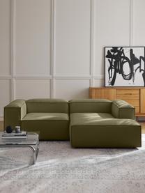 Modulares Ecksofa Lennon, Bezug: 100 % Polyester Der strap, Gestell: Massives Kiefernholz, Spe, Füße: Kunststoff Dieses Produkt, Webstoff Olivgrün, B 238 x T 180 cm, Eckteil rechts