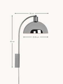 Grote wandlamp Ellen met stekker, Glanzend zilverkleurig, D 26 x H 43 cm