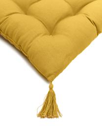 Cuscino sedia in cotone giallo con nappe Ava, Rivestimento: 100% cotone, Giallo, Larg. 40 x Lung. 40 cm