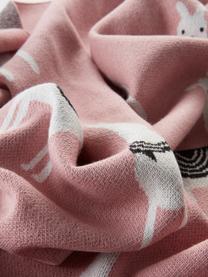 Coperta bebè in cotone bio rosa/grigio Lia Lama, 100% cotone biologico, certificato GOTS, Rosa, grigio, bianco, nero, Larg. 80 x Lung. 100 cm