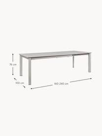 Uitschuifbare tuintafel Konnor, 160 - 240 x D 100 cm, Lichtgrijs, B 160 tot 240 x D 100 cm