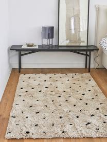 Bodkovaný huňatý koberec s vysokým vlasom Ayana, Svetlobéžová, čierna, Š 300 x D 400 cm