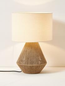 Stolní lampa z juty Cecillia, Hnědá, bílá, Ø 32 cm, V 48 cm