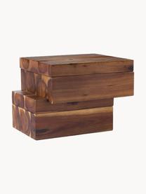 Gewürzboxen Wood aus Akazienholz, 7er-Set, Box: Akazienholz, Becher: Glas, Löffel: Stahl, beschichtet, Akazienholz, Set mit verschiedenen Grössen
