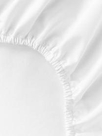 Drap-housse en percale de coton pour sommier tapissier Elsie, Blanc, larg. 160 x long. 200 cm, haut. 35 cm