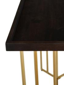 Konsole Luca mit Massivholzplatte, Ablagefläche: Massives Mangoholz, Gestell: Metall, beschichtet, Mangoholz, Goldfarben, B 100 x T 35 cm