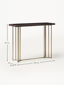 Consola de recibidor de madera de mango Luca, Estante: madera de mango, Estructura: metal recubierto Este pro, Madera de mango, dorado, An 100 x F 35 cm