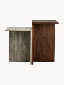 Tables d'appoint en marbre et bois de manguier Glina, 2 élém., Bois de manguier, gris, marbré, Lot de différentes tailles