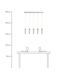 Grosse Pendelleuchte Tilo in Grau mit Holz-Dekor, Lampenschirm: Metall, beschichtet, Dekor: Holz, Baldachin: Metall, beschichtet, Hellgrau, Helles Holz, B 81 x H 25 cm