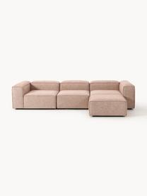 Modulares Sofa Lennon (4-Sitzer) aus Leinen-Mix mit Hocker, Bezug: 50 % Viskose, 25 % Leinen, Gestell: Fichtenholz, Sperrholz, m, Leinen-Mix Rostrot, B 329 x T 207 cm