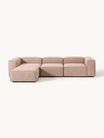 Modulares Sofa Lennon (4-Sitzer) aus Leinen-Mix mit Hocker, Bezug: 50 % Viskose, 25 % Leinen, Gestell: Fichtenholz, Sperrholz, m, Füße: Kunststoff Dieses Produkt, Leinen-Mix Rostrot, B 329 x T 207 cm