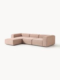 Modulares Sofa Lennon (4-Sitzer) aus Leinen-Mix mit Hocker, Bezug: 50 % Viskose, 25 % Leinen, Gestell: Fichtenholz, Sperrholz, m, Füße: Kunststoff Dieses Produkt, Leinen-Mix Rostrot, B 329 x T 207 cm