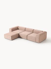 Modulares Sofa Lennon (4-Sitzer) aus Leinen-Mix mit Hocker, Bezug: 50 % Viskose, 25 % Leinen, Gestell: Fichtenholz, Sperrholz, m, Füße: Kunststoff Dieses Produkt, Leinen-Mix Rostrot, B 329 x T 207 cm