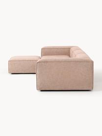 Modulares Sofa Lennon (4-Sitzer) aus Leinen-Mix mit Hocker, Bezug: 50 % Viskose, 25 % Leinen, Gestell: Fichtenholz, Sperrholz, m, Füße: Kunststoff Dieses Produkt, Leinen-Mix Rostrot, B 329 x T 207 cm