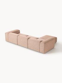 Modulares Sofa Lennon (4-Sitzer) aus Leinen-Mix mit Hocker, Bezug: 50 % Viskose, 25 % Leinen, Gestell: Fichtenholz, Sperrholz, m, Leinen-Mix Rostrot, B 329 x T 207 cm