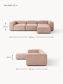 Modulares Sofa Lennon (4-Sitzer) aus Leinen-Mix mit Hocker, Bezug: 50 % Viskose, 25 % Leinen, Gestell: Fichtenholz, Sperrholz, m, Füße: Kunststoff Dieses Produkt, Leinen-Mix Rostrot, B 329 x T 207 cm