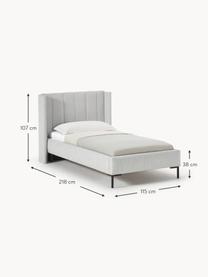 Cama Dusk, Tapizado: tejido finamente estructu, Estructura: madera de pino maciza con, Patas: metal con pintura en polv, Tejido gris claro, An 90 x L 200 cm