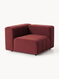 Modulo angolare in velluto Lena, Rivestimento: velluto (100% poliestere), Struttura: legno di faggio, truciola, Piedini: plastica, Velluto rosso vino, Larg. 106 x Prof. 106 cm, chaise longue a sinistra