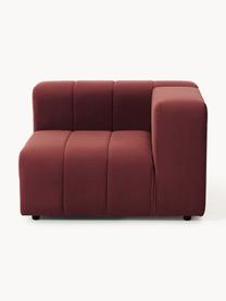 Modulo angolare in velluto Lena, Rivestimento: velluto (100% poliestere), Struttura: legno di faggio, truciola, Piedini: plastica, Velluto rosso vino, Larg. 106 x Prof. 106 cm, chaise longue a sinistra