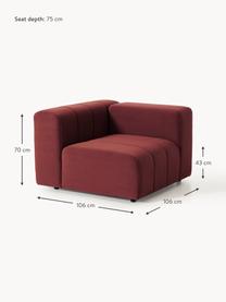 Samt-Eckmodul Lena, Bezug: Samt (100 % Polyester) De, Gestell: Buchenholz, Spanplatte, H, Samt Weinrot, B 106 x T 106 cm, Eckteil links