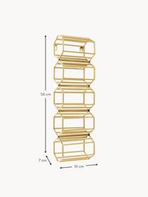 Portabottiglie da parete per 5 bottiglie Irena, Metallo laccato, Dorato, Larg. 16 x Alt. 56 cm