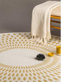 Tapis rond d'extérieur aspect sisal Diamond, 100 % polypropylène, Jaune, blanc crème, Ø 160 cm (taille L)