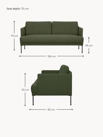 Sofa z metalowymi nogami Fluente (2-osobowa), Tapicerka: 100% poliester Dzięki tka, Stelaż: lite drewno sosnowe z cer, Nogi: metal malowany proszkowo, Ciemnozielona tkanina, S 166 x G 85 cm