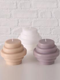 Set de velas Trapeca, 3 uds., Cera, Lila, melocotón, blanco, Ø 10 x Al 9 cm