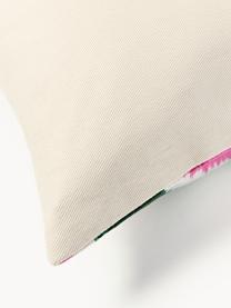 Seiden-Kissenhülle Silky mit abstraktem Muster, Vorderseite: 100 % Seide, Rückseite: 100 % Baumwolle, Dunkelgrün, Pink, Weiss, B 40 x L 60 cm